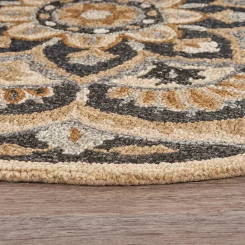 Daisy Bren Floral Hand Tufted Indoor Round Area Rug