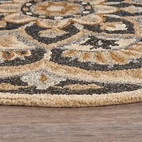 Daisy Bren Floral Hand Tufted Indoor Round Area Rug