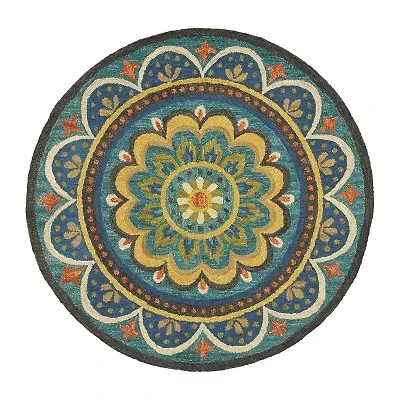 Daisy Ray Floral Hand Tufted Indoor Round Area Rug