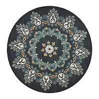 Daisy Cel Floral Hand Tufted Indoor Round Area Rug