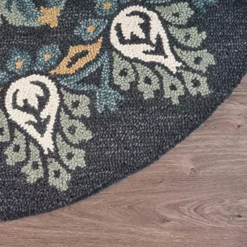 Daisy Cel Floral Hand Tufted Indoor Round Area Rug