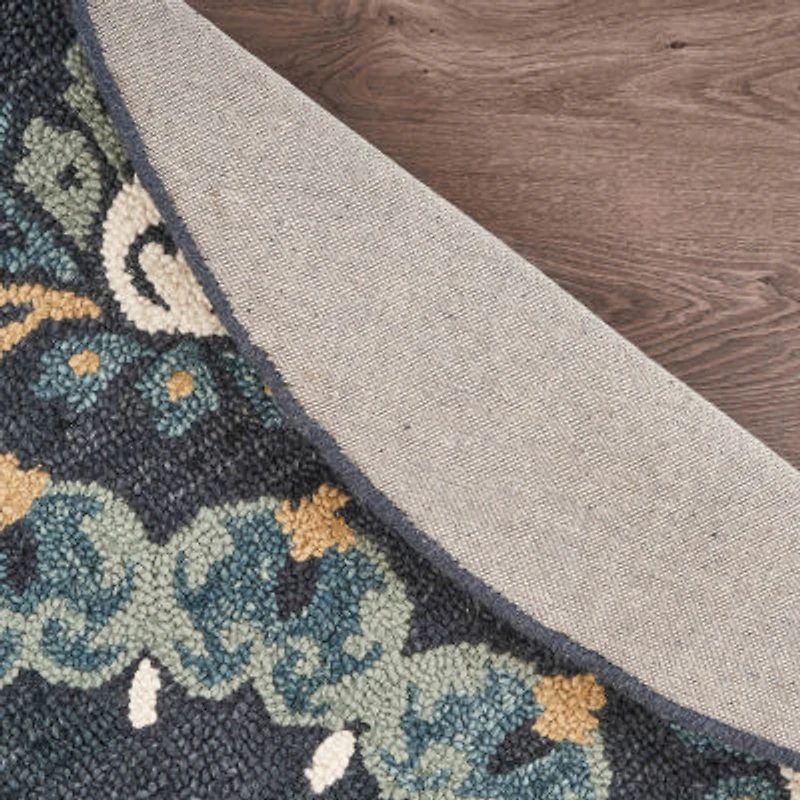 Daisy Cel Floral Hand Tufted Indoor Round Area Rug