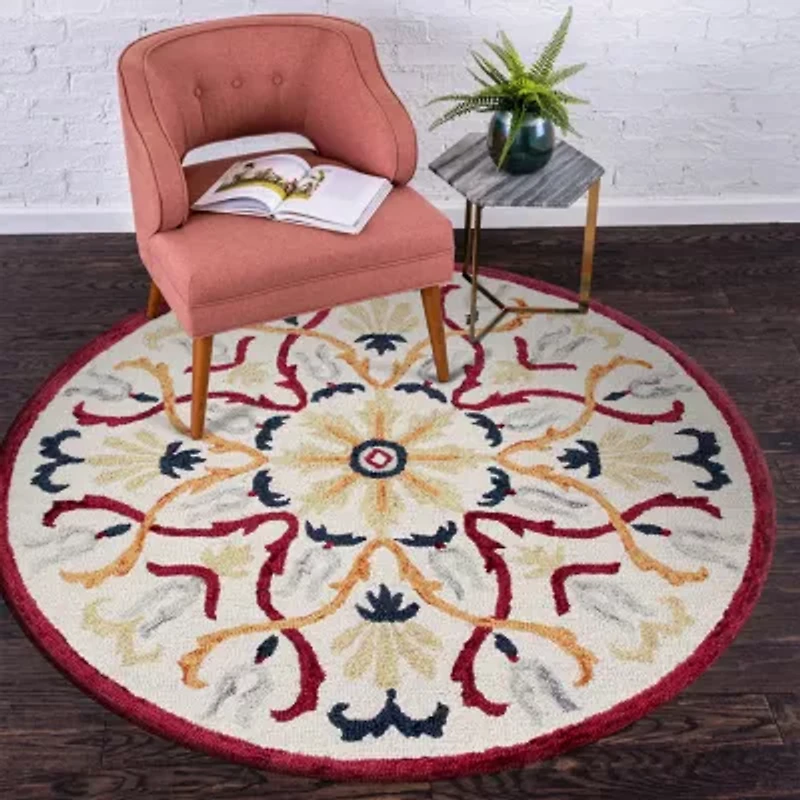 Sindy Den Floral Hand Tufted Indoor Round Area Rug