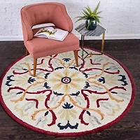 Sindy Den Floral Hand Tufted Indoor Round Area Rug
