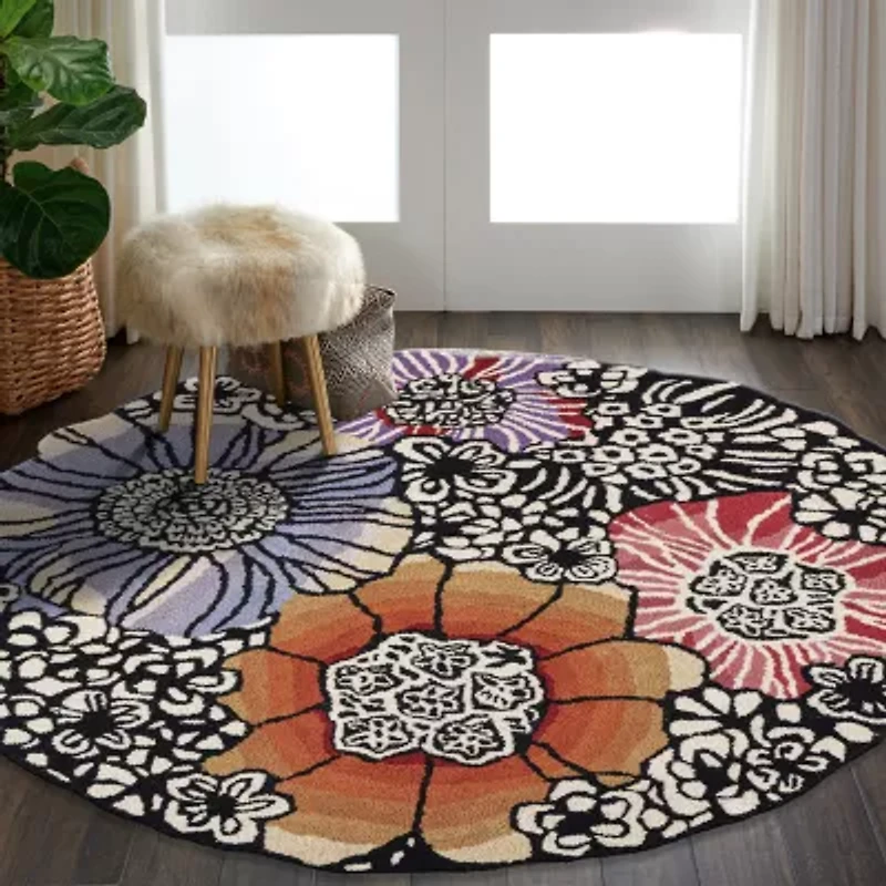 Sindy Frey Floral Hand Tufted Indoor Round Area Rug