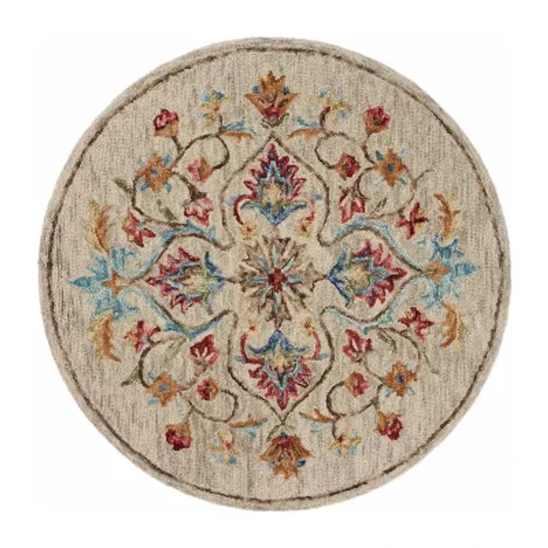 Sindy Dia Floral Hand Tufted Indoor Round Area Rug