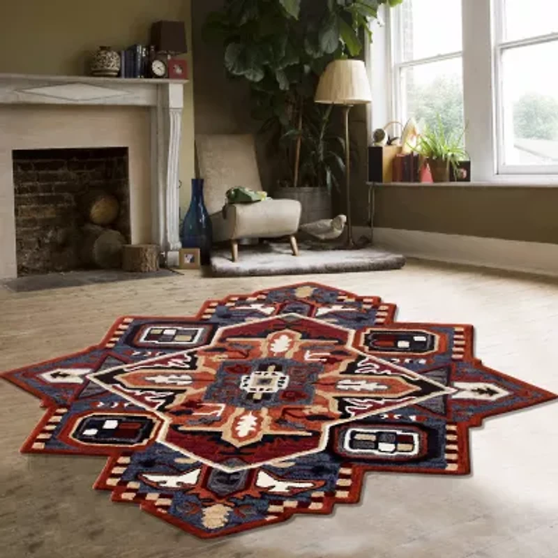Shena Iris Geometric Hand Tufted Indoor Star Area Rug