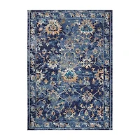 Glossy Ely Floral Stain Resistant Indoor Rectangular Area Rug