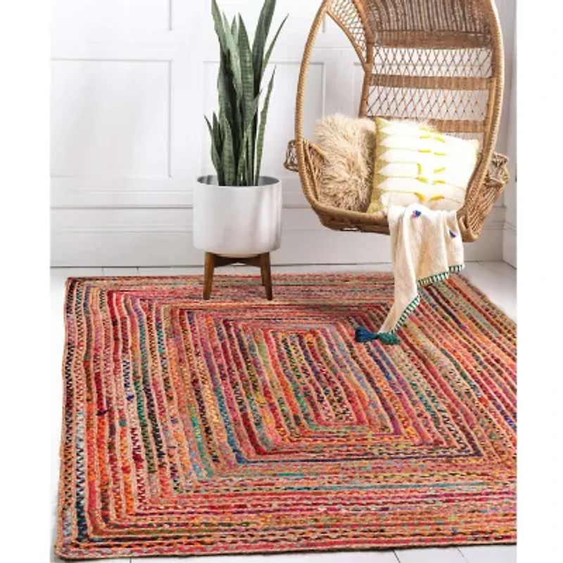 Halen Dia Geometric Braided Stain Resistant Indoor Rectangular Area Rug