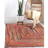 Halen Dia Geometric Braided Stain Resistant Indoor Rectangular Area Rug