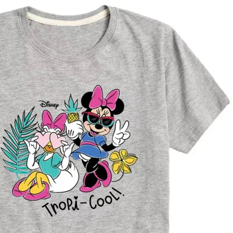 Disney Collection Little & Big Kid Girls Crew Neck Short Sleeve Regular Fit Mickey and Friends Minnie Mouse Graphic T-Shirt
