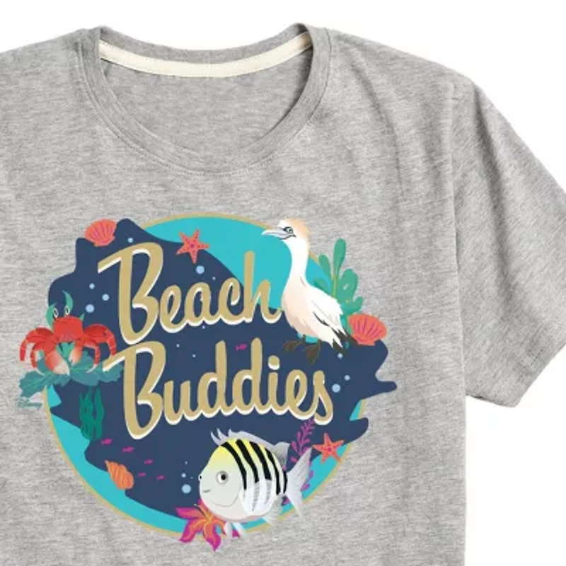 Disney Collection Little & Big Kid Girls Crew Neck Short Sleeve Regular Fit Ariel The Mermaid Graphic T-Shirt