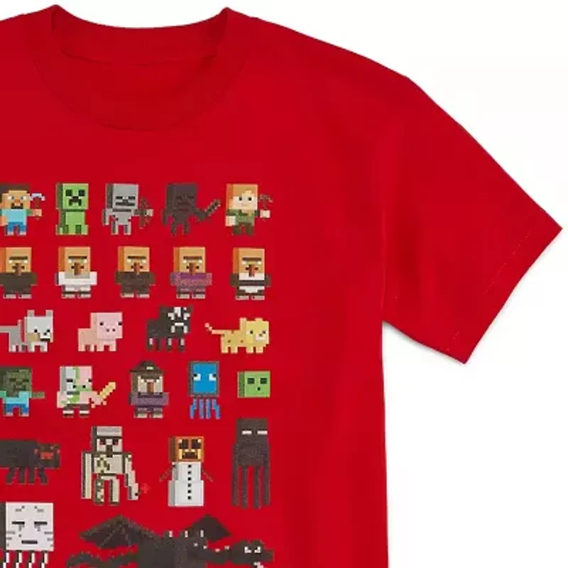 Little & Big Kid Boys Crew Neck Short Sleeve Regular Fit Minecraft Graphic T-Shirt