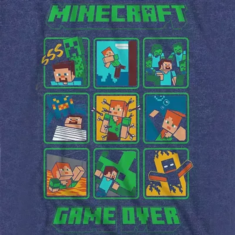 Little & Big Kid Boys Crew Neck Short Sleeve Regular Fit Minecraft Graphic T-Shirt