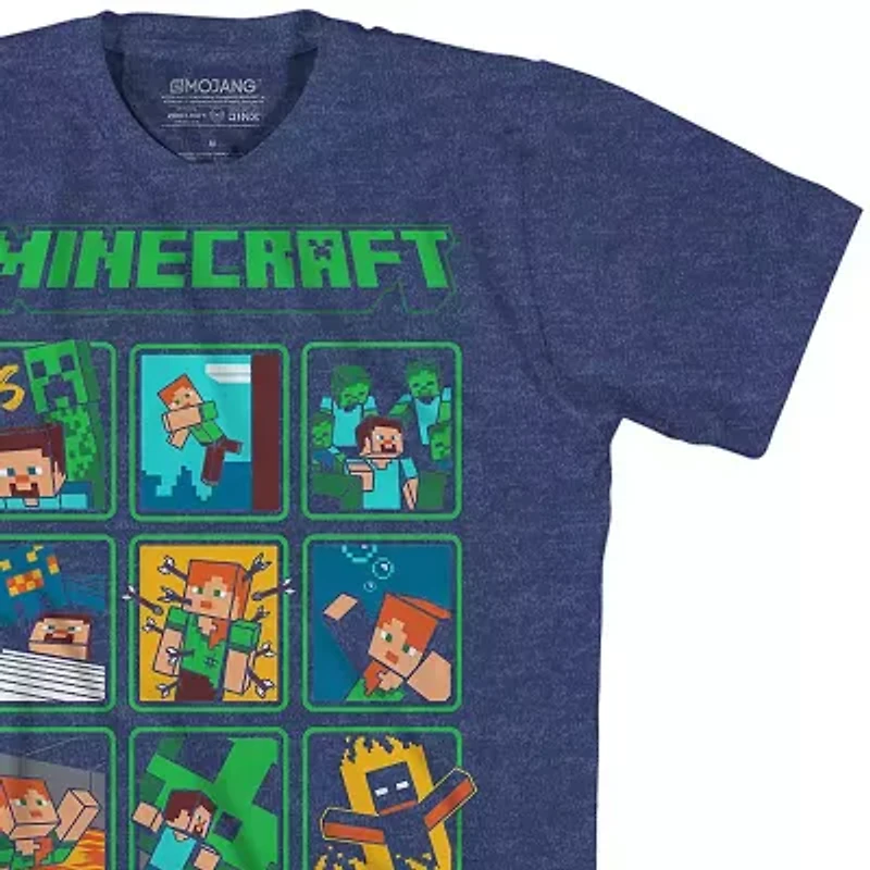 Little & Big Kid Boys Crew Neck Short Sleeve Regular Fit Minecraft Graphic T-Shirt