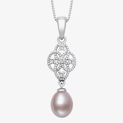 Limited Quantities! Womens Pink Cultured Freshwater Pearl Sterling Silver 18 Inch Pendant Necklace