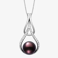 Limited Quantities! Womens Dyed Black Cultured Freshwater Pearl Sterling Silver 18 Inch Pendant Necklace