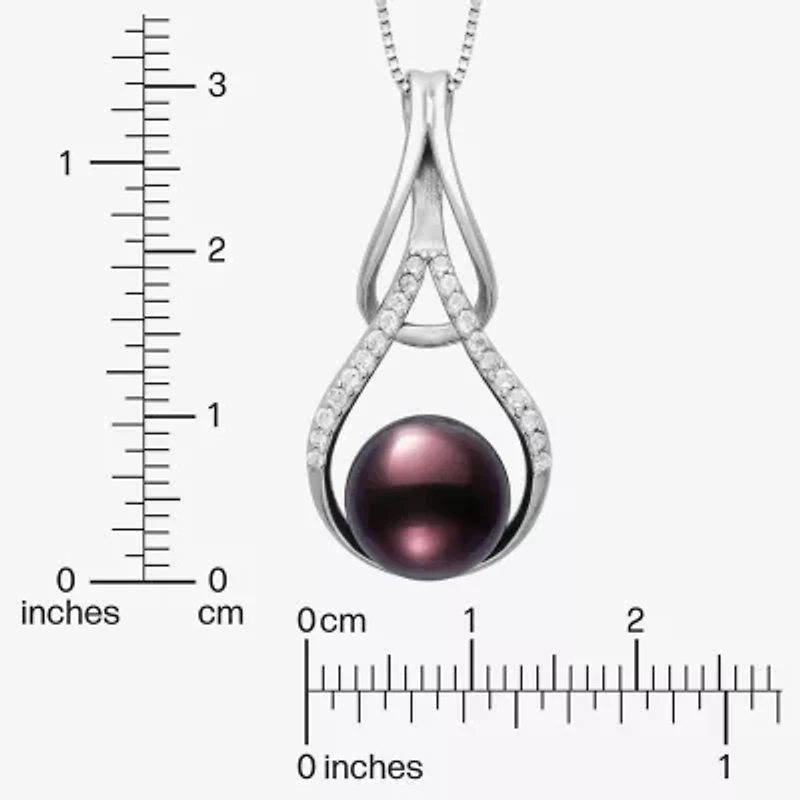 Limited Quantities! Womens Dyed Black Cultured Freshwater Pearl Sterling Silver 18 Inch Pendant Necklace