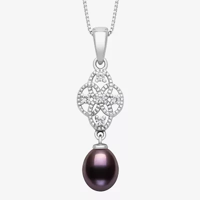 Limited Quantities! Womens Dyed Cultured Freshwater Pearl Sterling Silver 18 / Inch Pendant Necklace