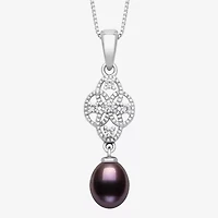 Limited Quantities! Womens Dyed Cultured Freshwater Pearl Sterling Silver 18 / Inch Pendant Necklace