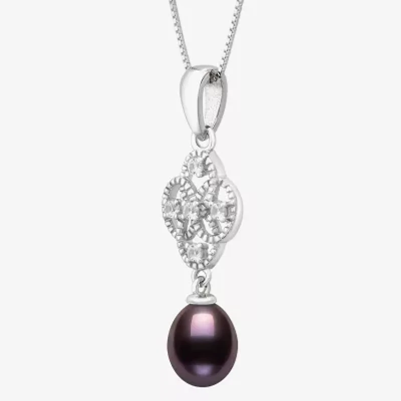 Limited Quantities! Womens Dyed Cultured Freshwater Pearl Sterling Silver 18 / Inch Pendant Necklace