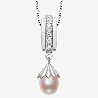 Limited Quantities! Womens Pink Cultured Freshwater Pearl Sterling Silver 18 Inch Pendant Necklace