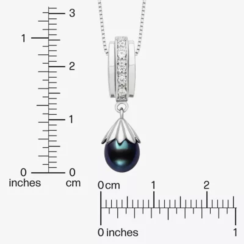 Limited Quantities! Womens Dyed Cultured Freshwater Pearl Sterling Silver 18 / Inch Pendant Necklace