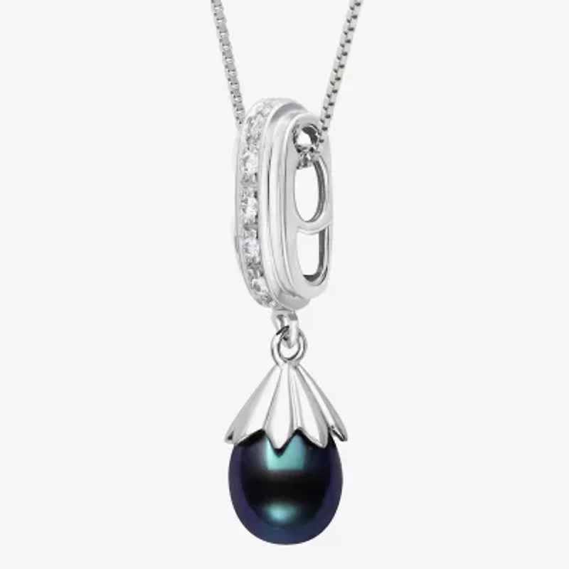 Limited Quantities! Womens Dyed Cultured Freshwater Pearl Sterling Silver 18 / Inch Pendant Necklace