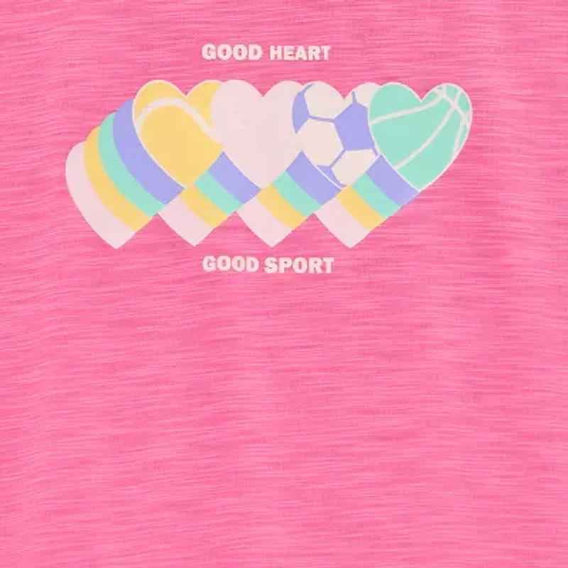 Okie Dokie Active Toddler & Little Girls Round Neck Short Sleeve Regular Fit Graphic T-Shirt