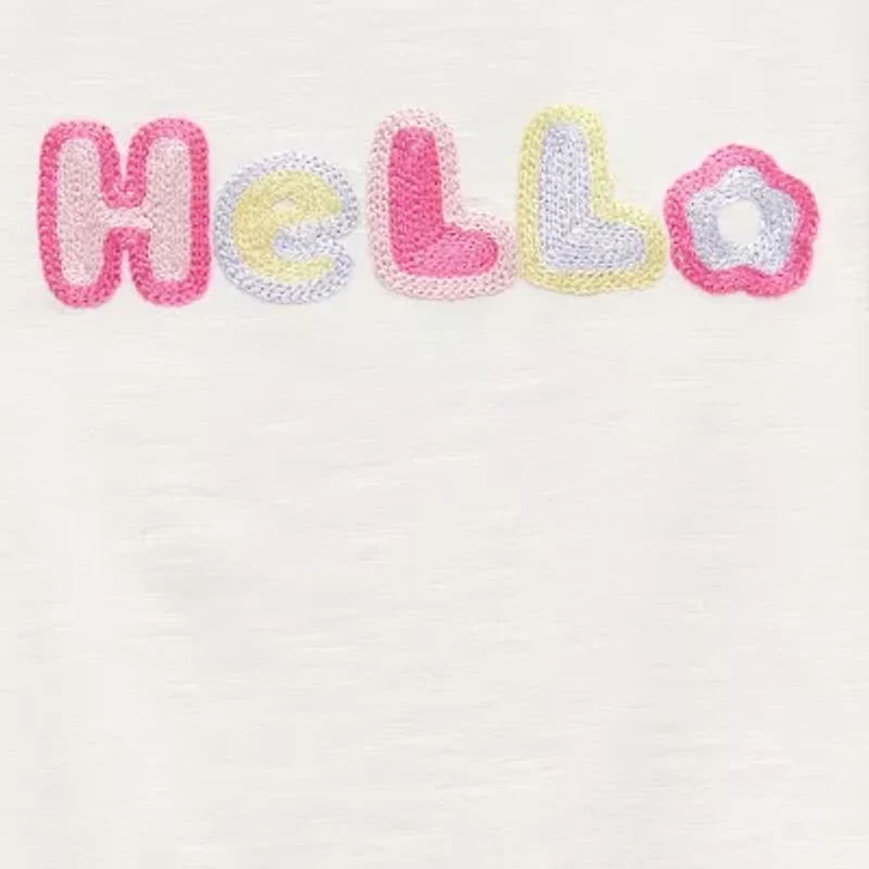 Okie Dokie Girls Crew Neck Puff Sleeve Graphic T-Shirt