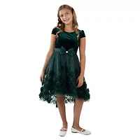 Rare Editions Little & Big Kid Girls Embellished Short Sleeve Cap Fit + Flare Dress