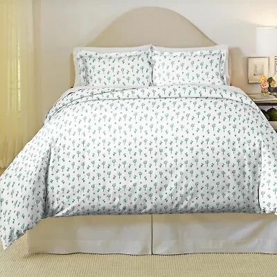 Pointehaven Velvet Feel Printed Cotton Duvet Cover Set