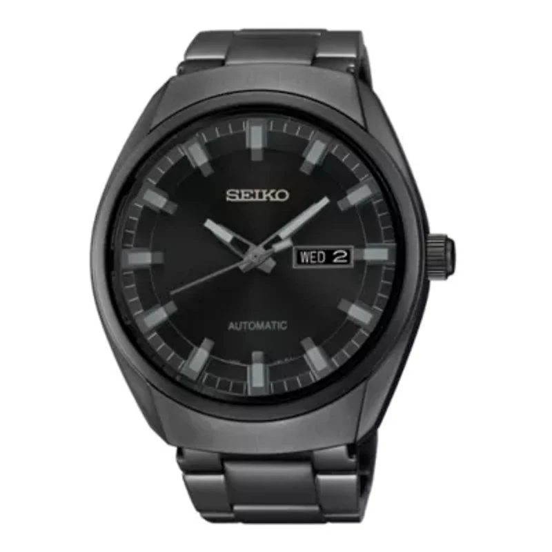 Seiko Mens Automatic Multi-Function Black Stainless Steel Bracelet Watch Snkn43