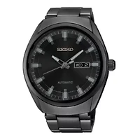 Seiko Mens Automatic Multi-Function Black Stainless Steel Bracelet Watch Snkn43