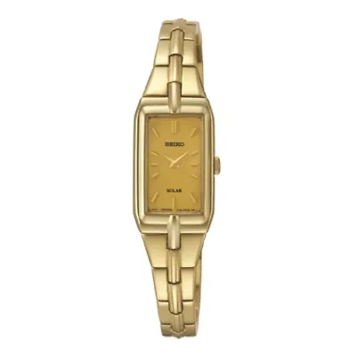 Seiko® Womens Champagne Dial Gold-Tone Stainless Steel Solar Watch SUP276