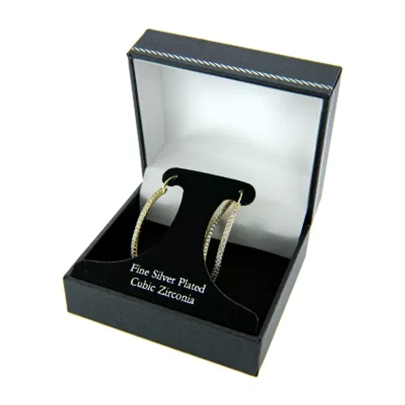 Sparkle Allure Womens Cubic Zirconia 18K Gold Over Brass 40.9mm Hoop Earrings