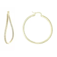 Sparkle Allure Womens Cubic Zirconia 18K Gold Over Brass 40.9mm Hoop Earrings