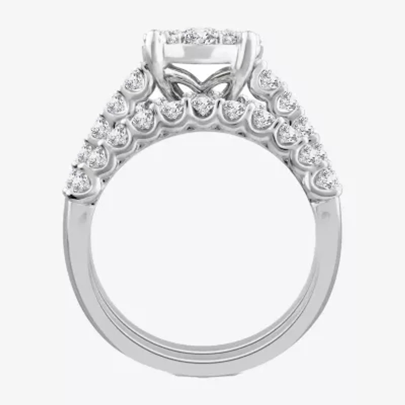 Round 2 CT.T.W. Natural Diamond Side Stone Bridal Set in 10K or 14K Gold