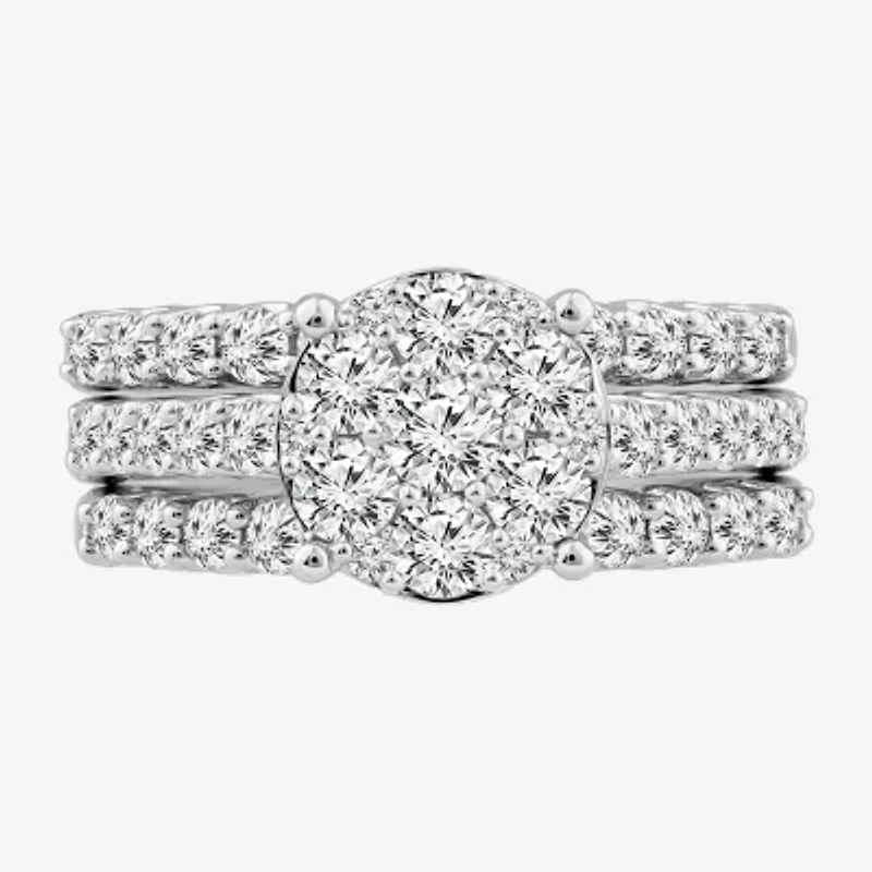 Round 2 CT.T.W. Natural Diamond Side Stone Bridal Set in 10K or 14K Gold