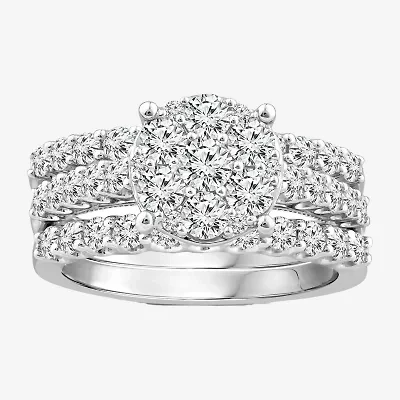 Round 2 CT.T.W. Natural Diamond Side Stone Bridal Set in 10K or 14K Gold