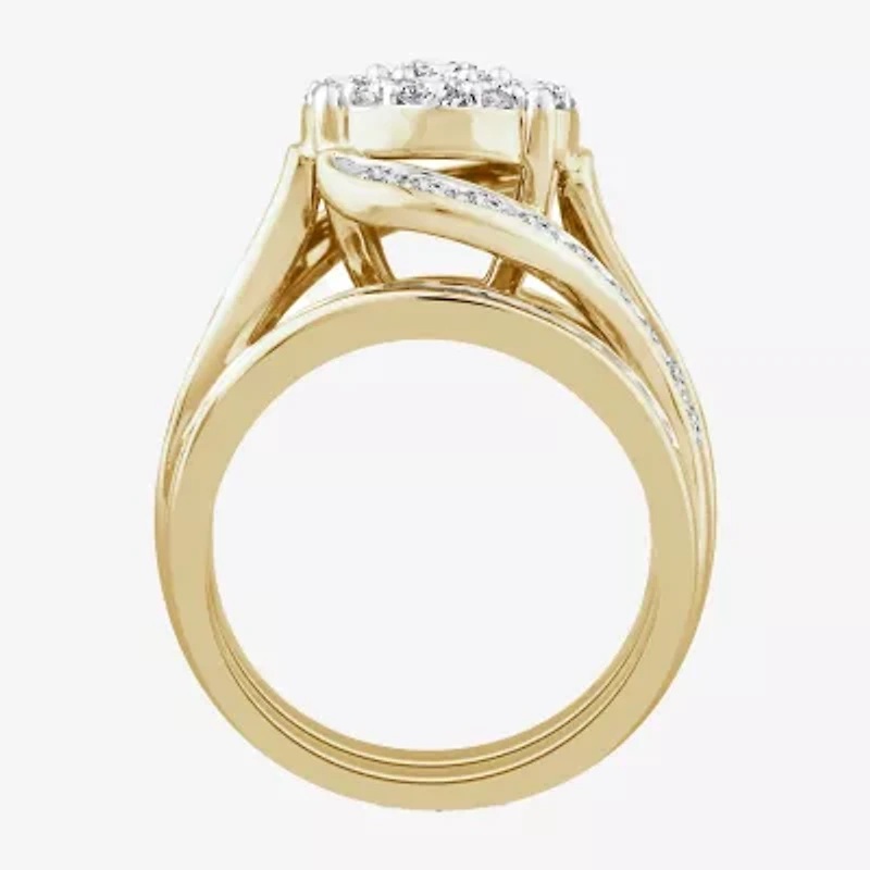 Round 3 CT.T.W. Natural Diamond Side Stone Engagement Ring in 10K or 14K Gold