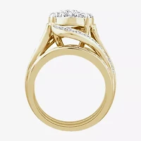 Round 3 CT.T.W. Natural Diamond Side Stone Engagement Ring in 10K or 14K Gold