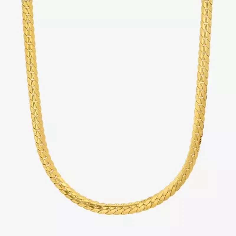 Steeltime Mens 18K Gold Over Stainless Steel Hypoallergenic 24 Inch Curb Chain Necklace