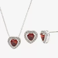 Sparkle Allure Womens Cubic Zirconia Pure Silver Over Brass Heart 2-pc. Jewelry Set