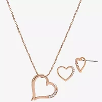 Sparkle Allure Womens Cubic Zirconia 18K Rose Gold Over Brass Heart 2-pc. Jewelry Set