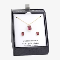 Sparkle Allure Womens Purple Cubic Zirconia 14K Gold Over Brass Rectangular 2-pc. Jewelry Set