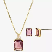 Sparkle Allure Womens Purple Cubic Zirconia 14K Gold Over Brass Rectangular 2-pc. Jewelry Set