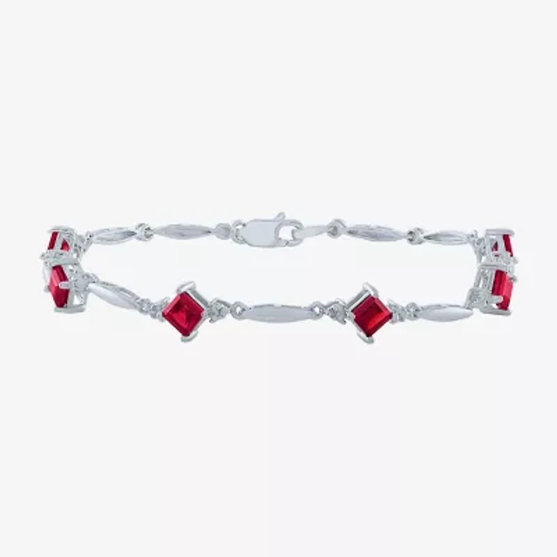 Womens Lab Created Red Ruby Sterling Silver Tennis Bracelet