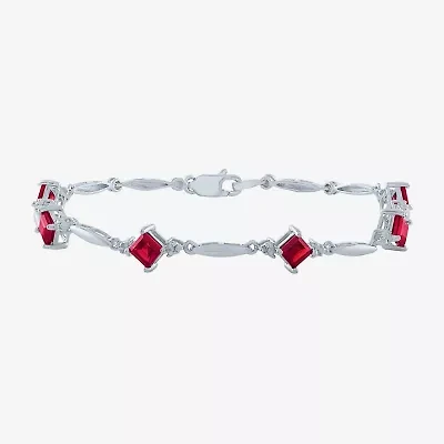 Womens Lab Created Red Ruby Sterling Silver Tennis Bracelet