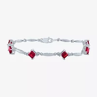 Womens Lab Created Red Ruby Sterling Silver Tennis Bracelet